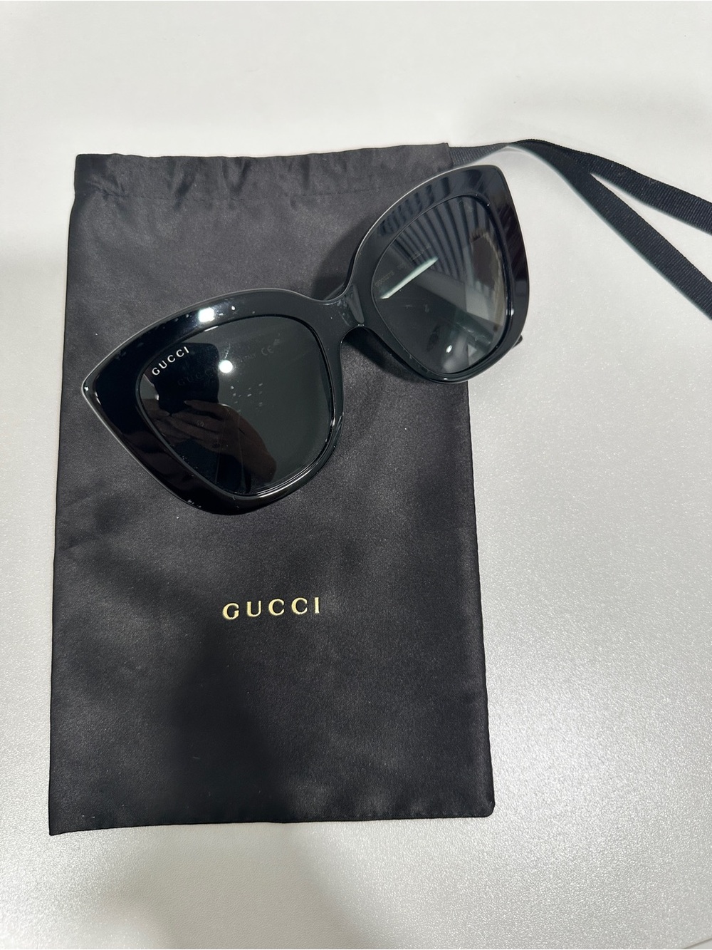 Gucci Black GG0327S Sunglasses with Gold GG Accents - Picture 5 of 11